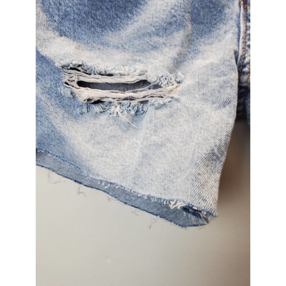 Free People Denim Shorts Size 24 Distressed Cut-offs Button-fly Medium Wash Fade - Picture 4 of 10